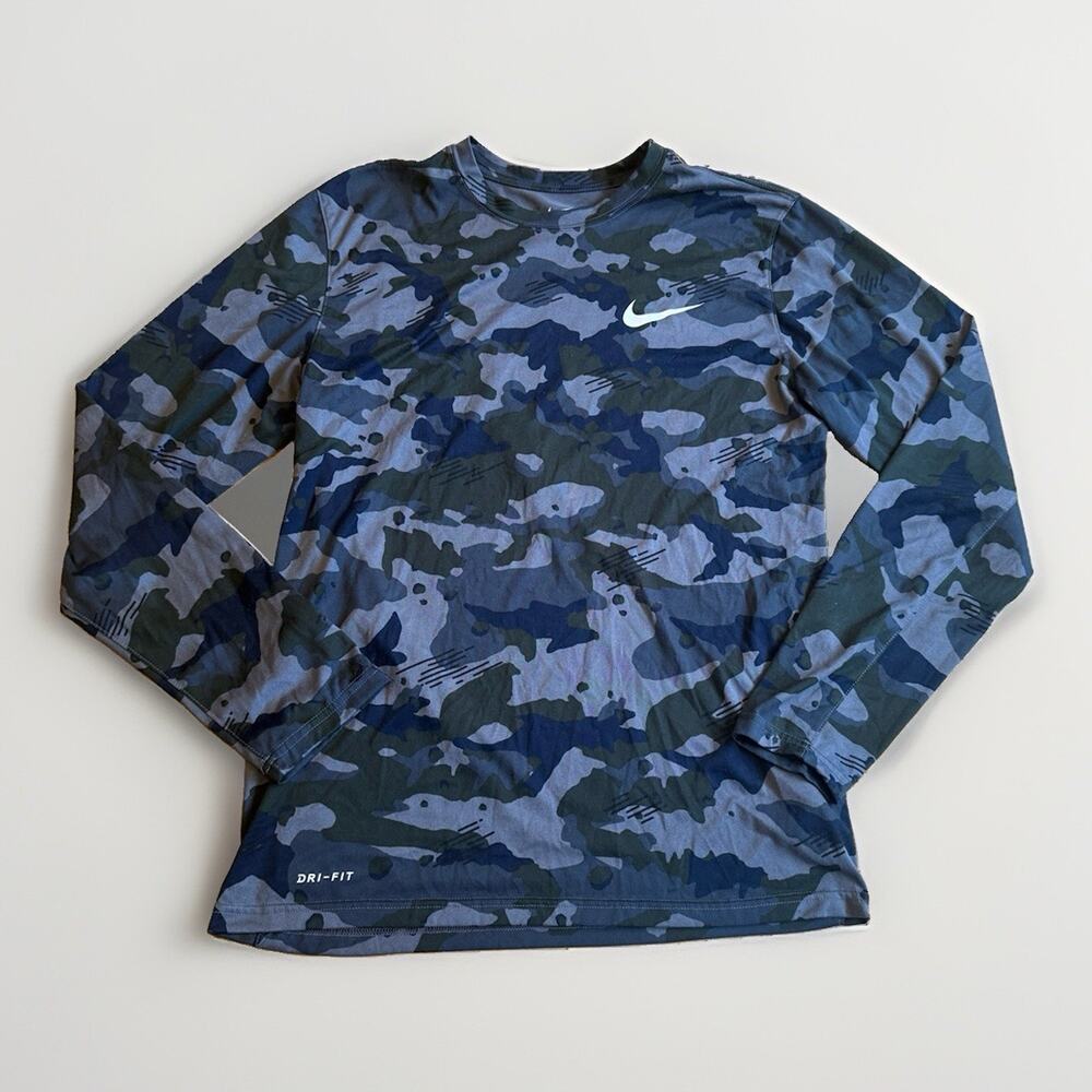 Nike Dri-Fit Camouflage Long Sleeve Men T-Shirt Size Medium
